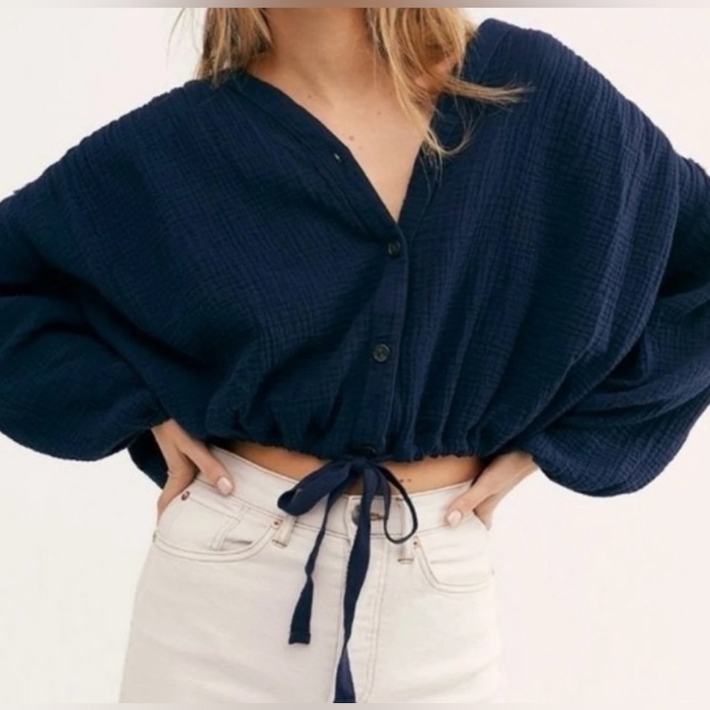 Free People blue Rising Sun blouse xs